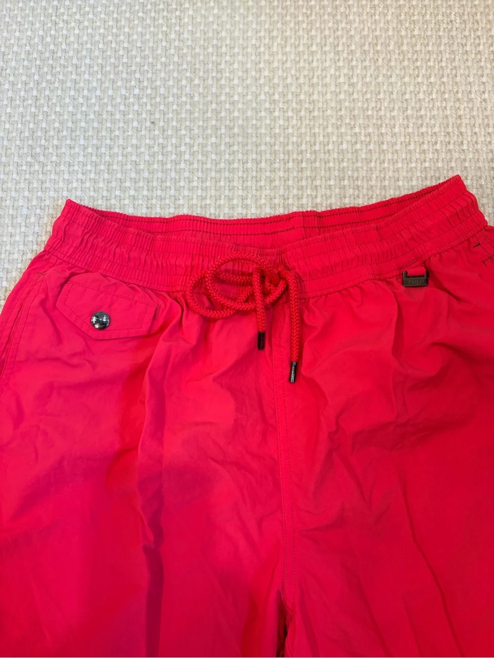 Polo by Ralph Lauren Red Men's 5 3/4 Length Swim Trunks with Drawstring